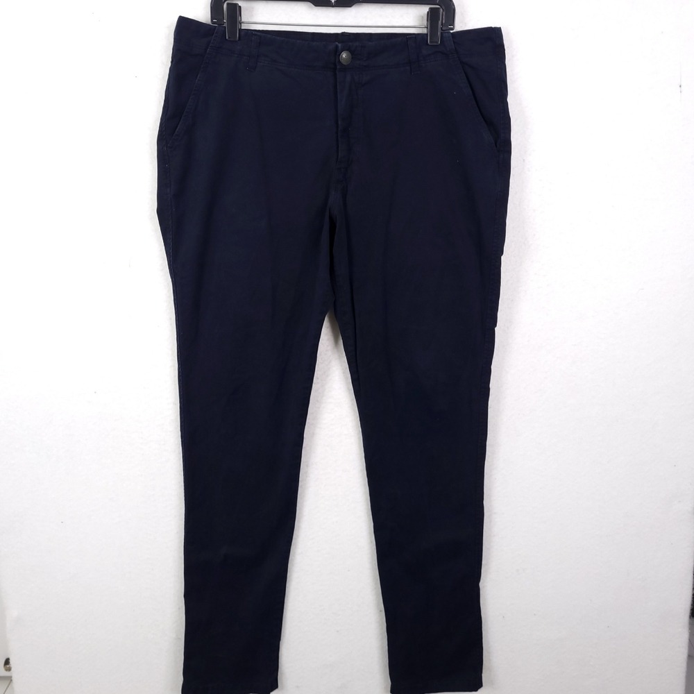 Good Man Brand Chino Pants Mens 38x33 Navy Blue Slim Straight Stretch Trousers